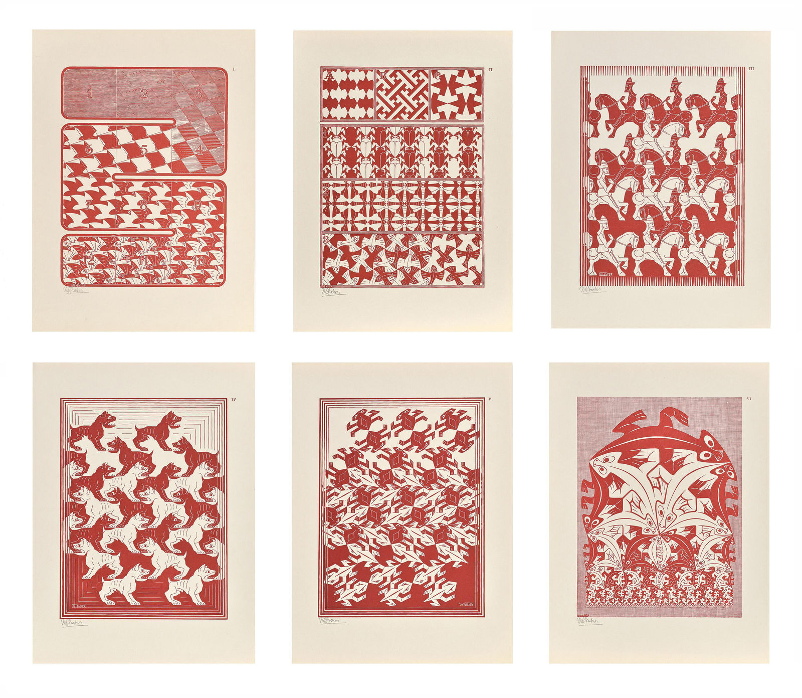 M.C. Escher, Regelmatige Vlakverdeling (Regular Division of the Plane), 1958, 1957