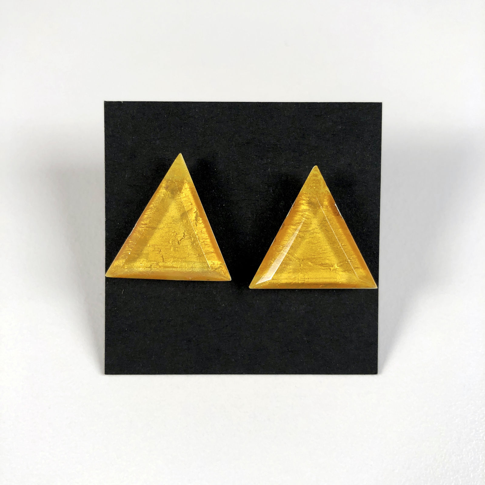 Geometric Glass Post Earrings - Gold