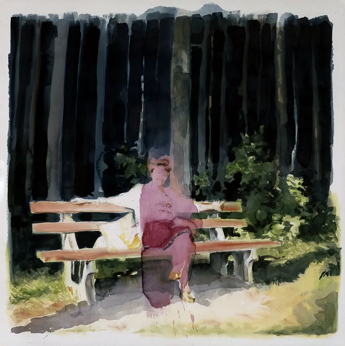 Martin Dammann, Da Sitzt Sie (from the series "Krieg in Wasserfarben"), 2002