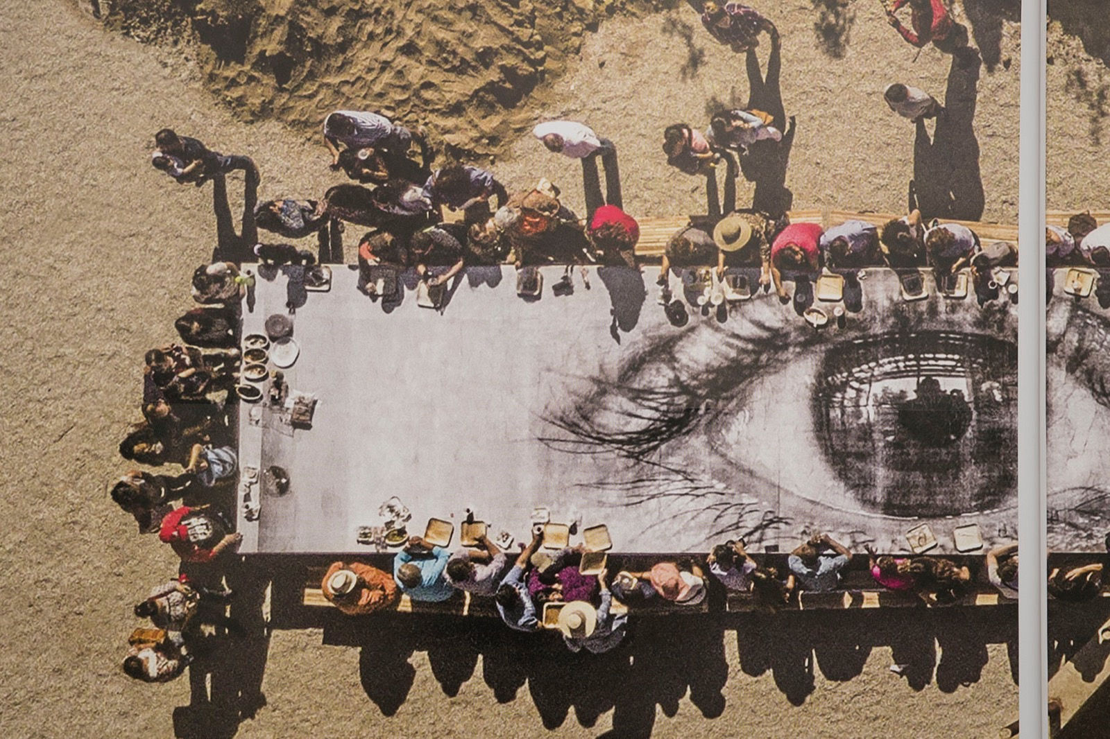 JR, Migrants, Mayra, Picnic across the border, Quadrichromie, Tecate, Mexico - U.S.A., 2018