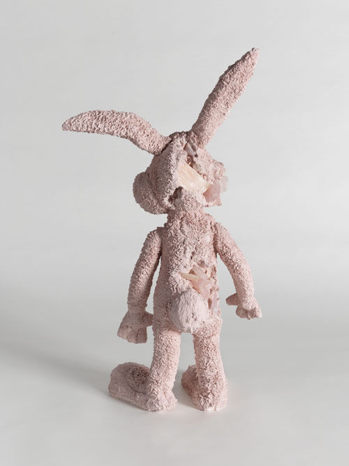 Daniel Arsham, Pink Selenite and Rose Quartz Eroded Rabbit, 2017