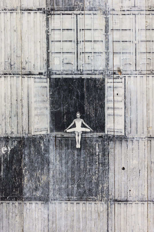 JR, The ballerina in containers, Le Havre, France, 2014