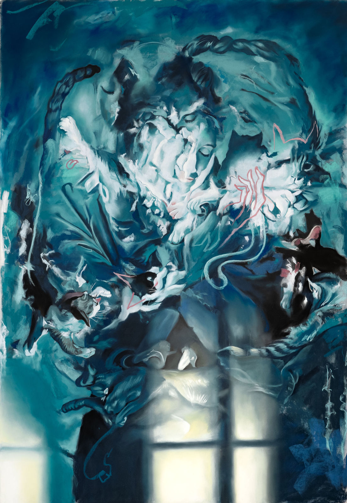 Tudi Deligne, Blue cats madonna, 2025