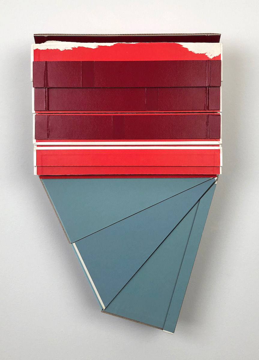 Course-correct, 2019 Signed and dated on back Cut book covers, unpainted cardboard, foamcore