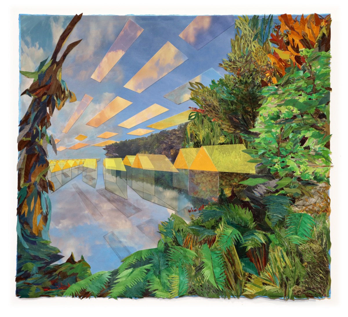 Town of the Future #2, 2020 Gouache paper and archival inkjet print