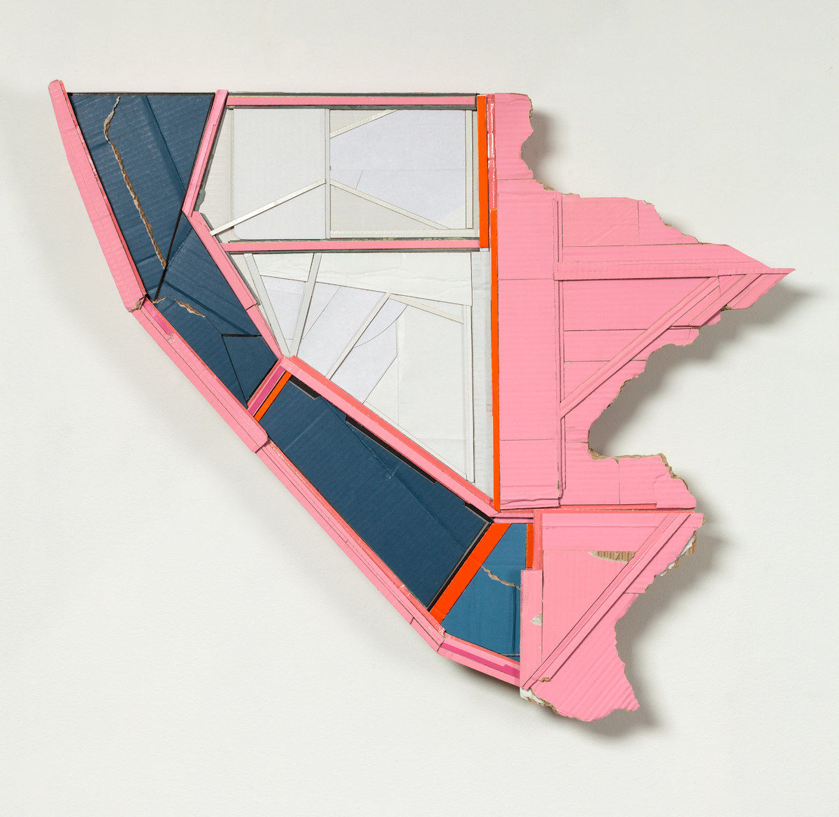 On a split shift, 2015 Signed and dated on back Found (unpainted) cardboard, foamcore