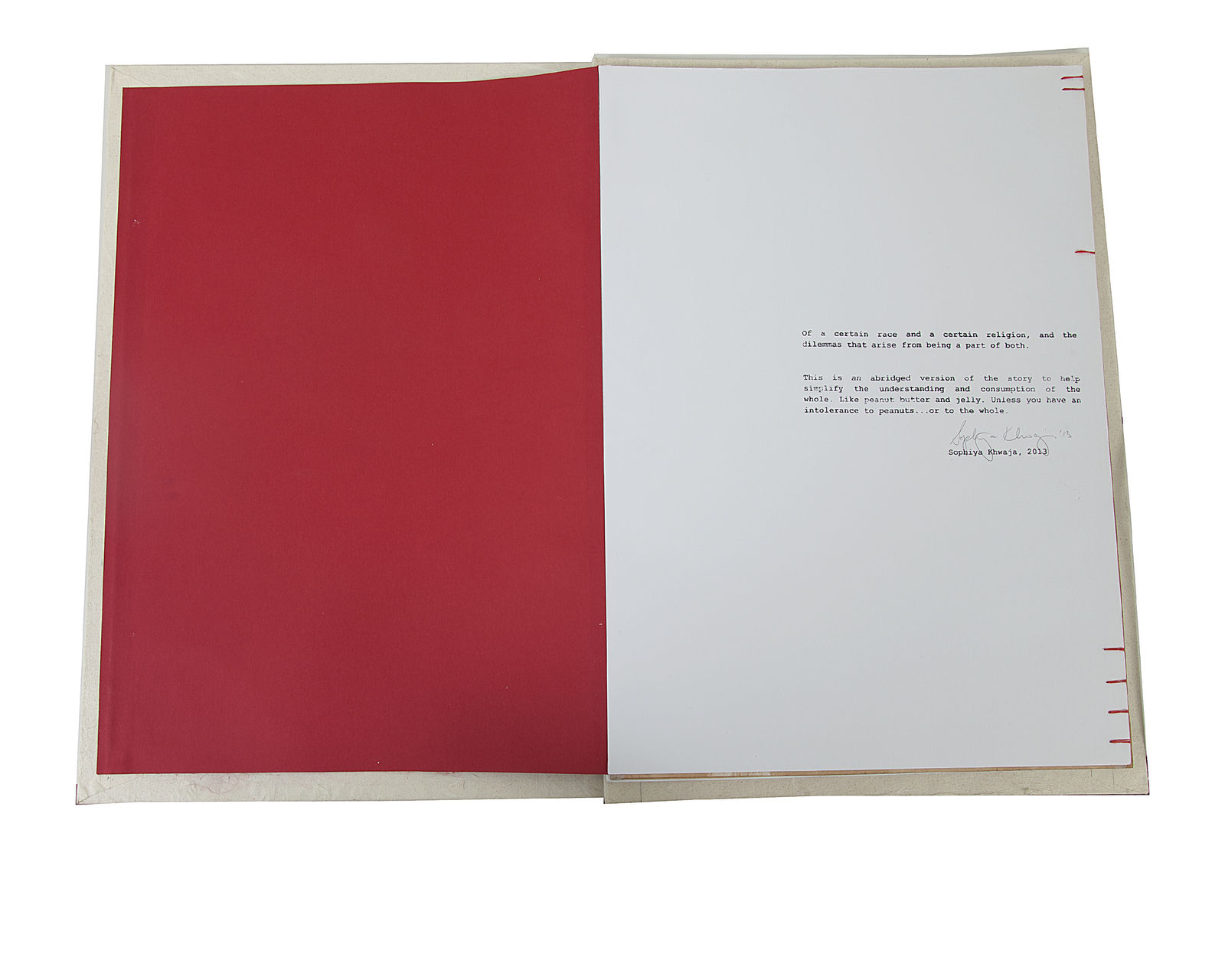 Sophiya Khwaja, PBnJ (Artist Book), 2013