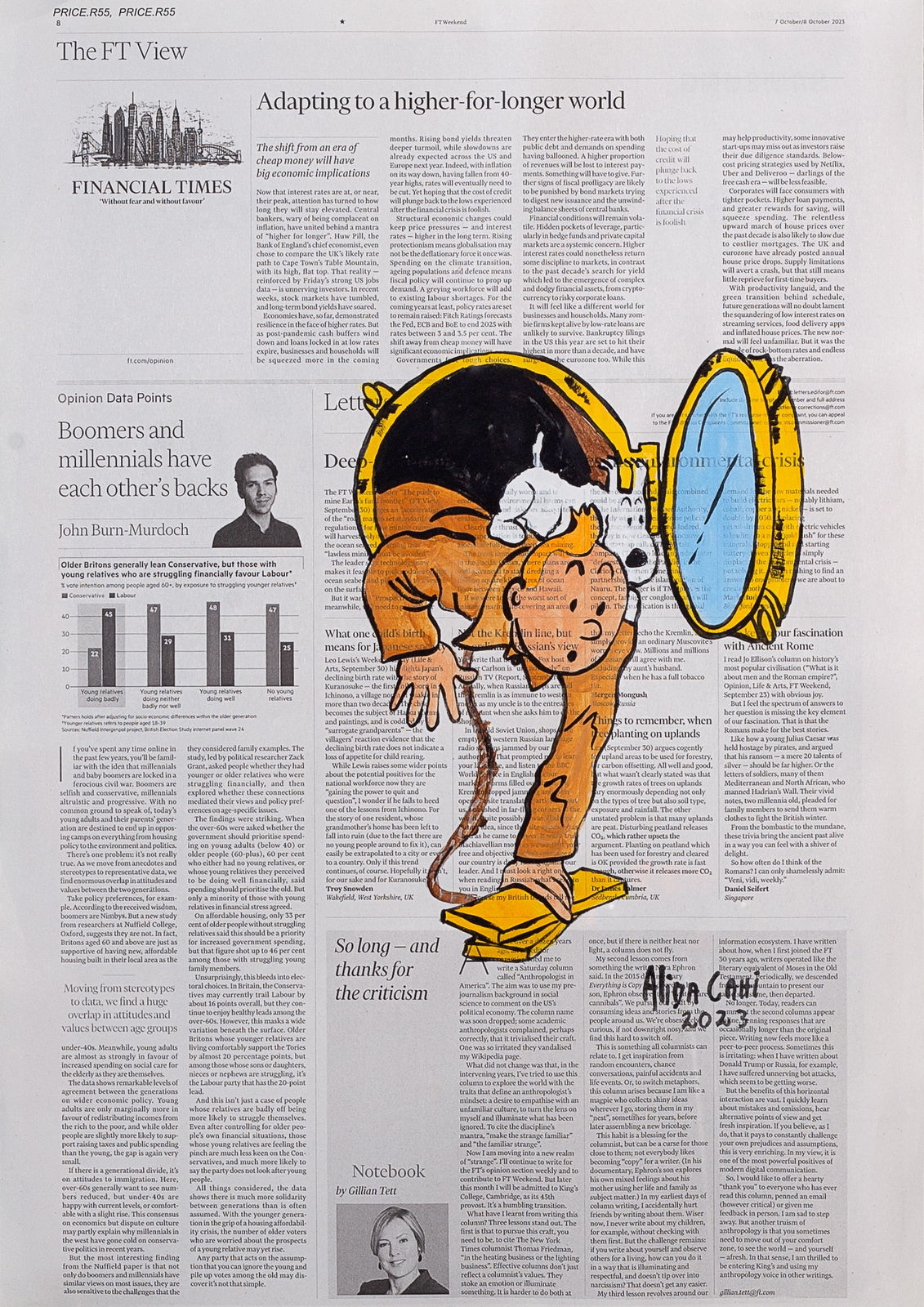 Alida Cahi, Tintin Climbing out Ship Window, 2023