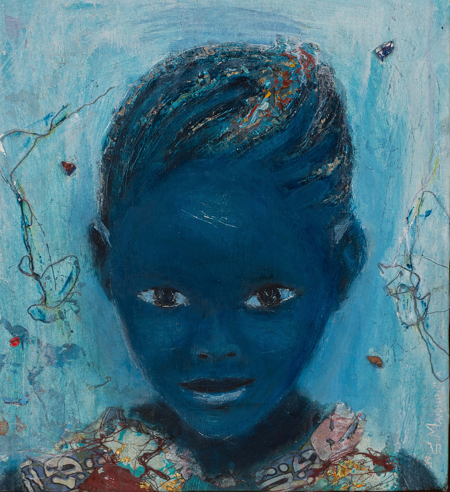 Sibusiso Makhunga, Blue portrait, 2025