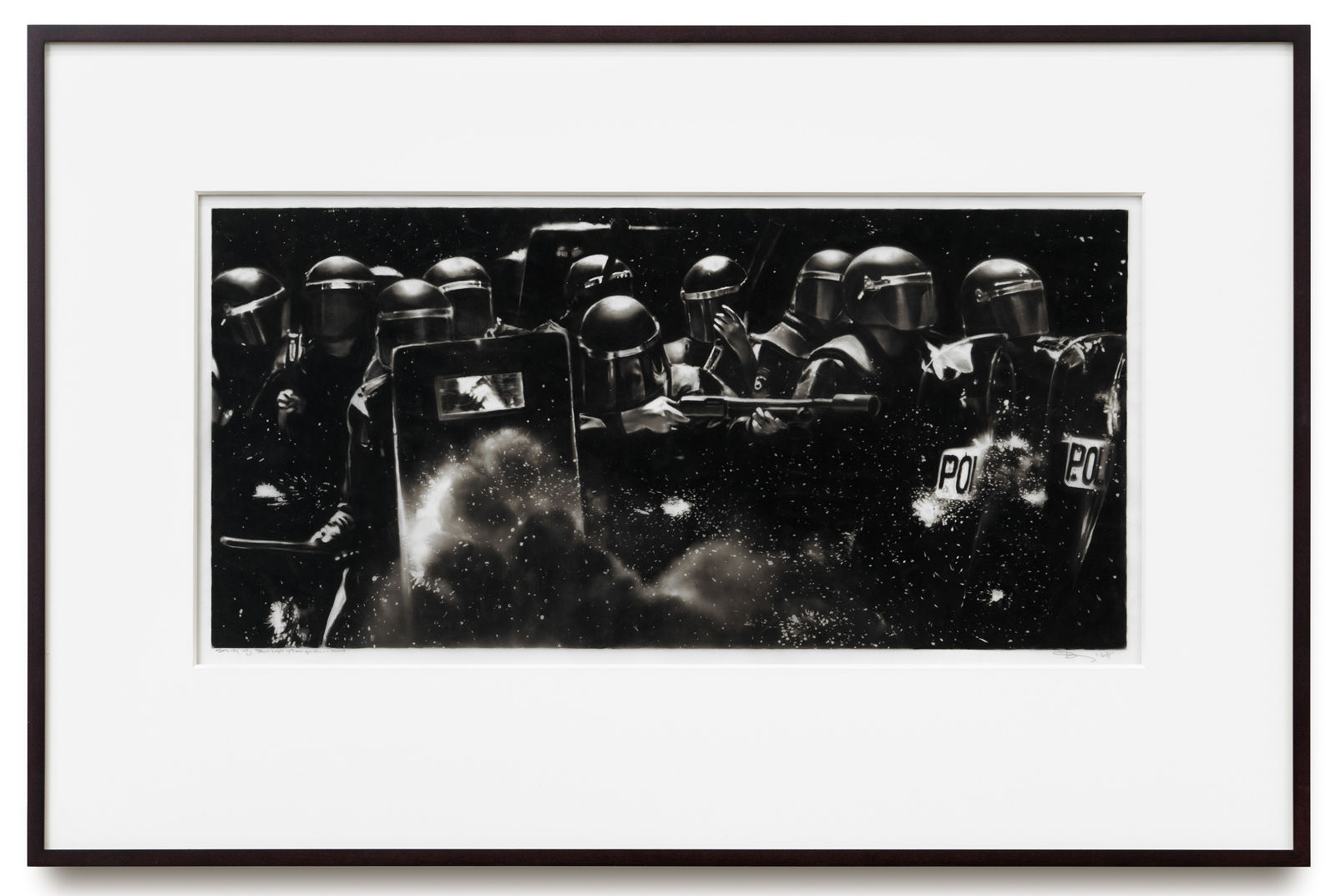 Robert Longo, Study of Riot Cops w/ Tear Gas Guns + Shields, 2018