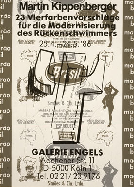 Martin Kippenberger, 23 Vierfarbenevorschläge für die Verbesserung des RückenschwimmersGalerie Engels, Köln, 1986
