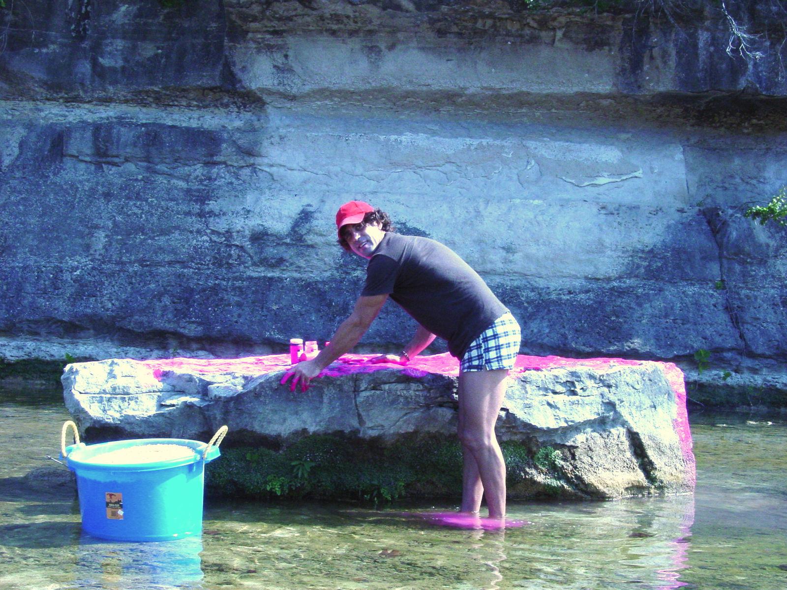 Carlos Betancourt, Interventions in San Antonio Fuchsia, Gallagher Ranch, (assembly for shoot photos), 2003