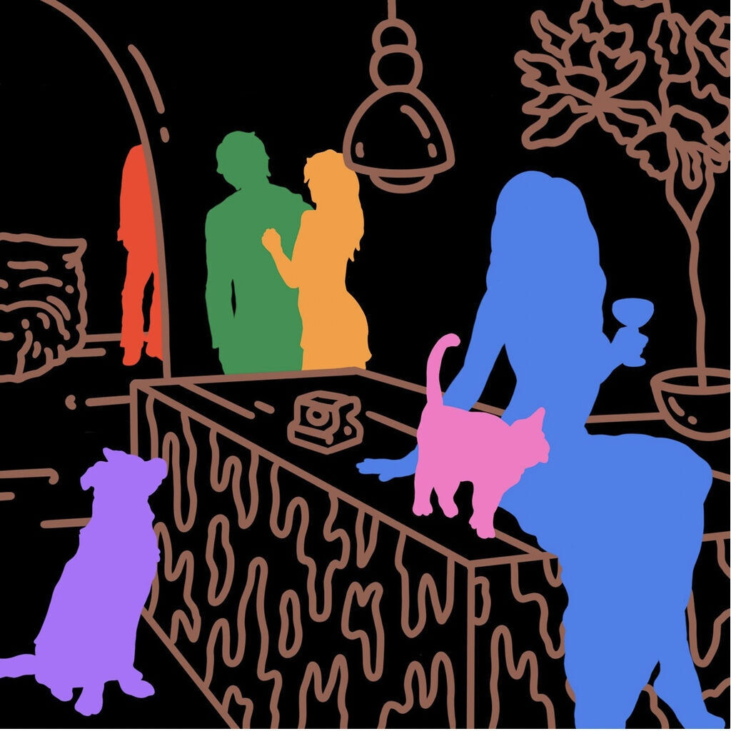 “Can You Keep A Secret”, painting by Chance Cooper artist from United States, based in LA. Available at Carousel Fine Art Miami.