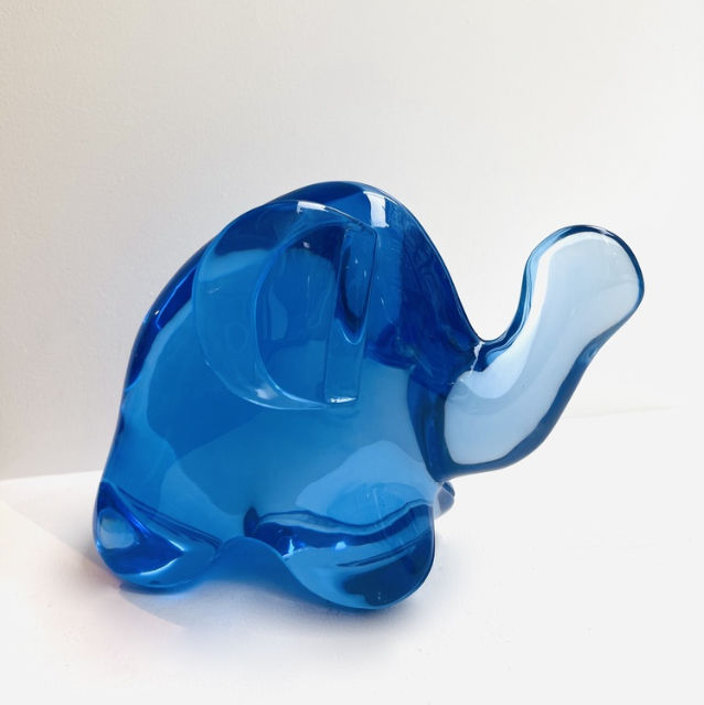 “Luck Elephant Electric Blue (Small)”, sculpture by Christopher Schulz artist from United States, based in California. Available at Carousel Fine Art West Palm Beach.