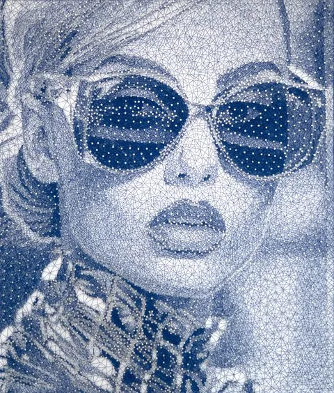 “Galactic”, thread on black board artwork by Nemo Jantzen artist from The Netherlands. Available at Carousel Fine Art.