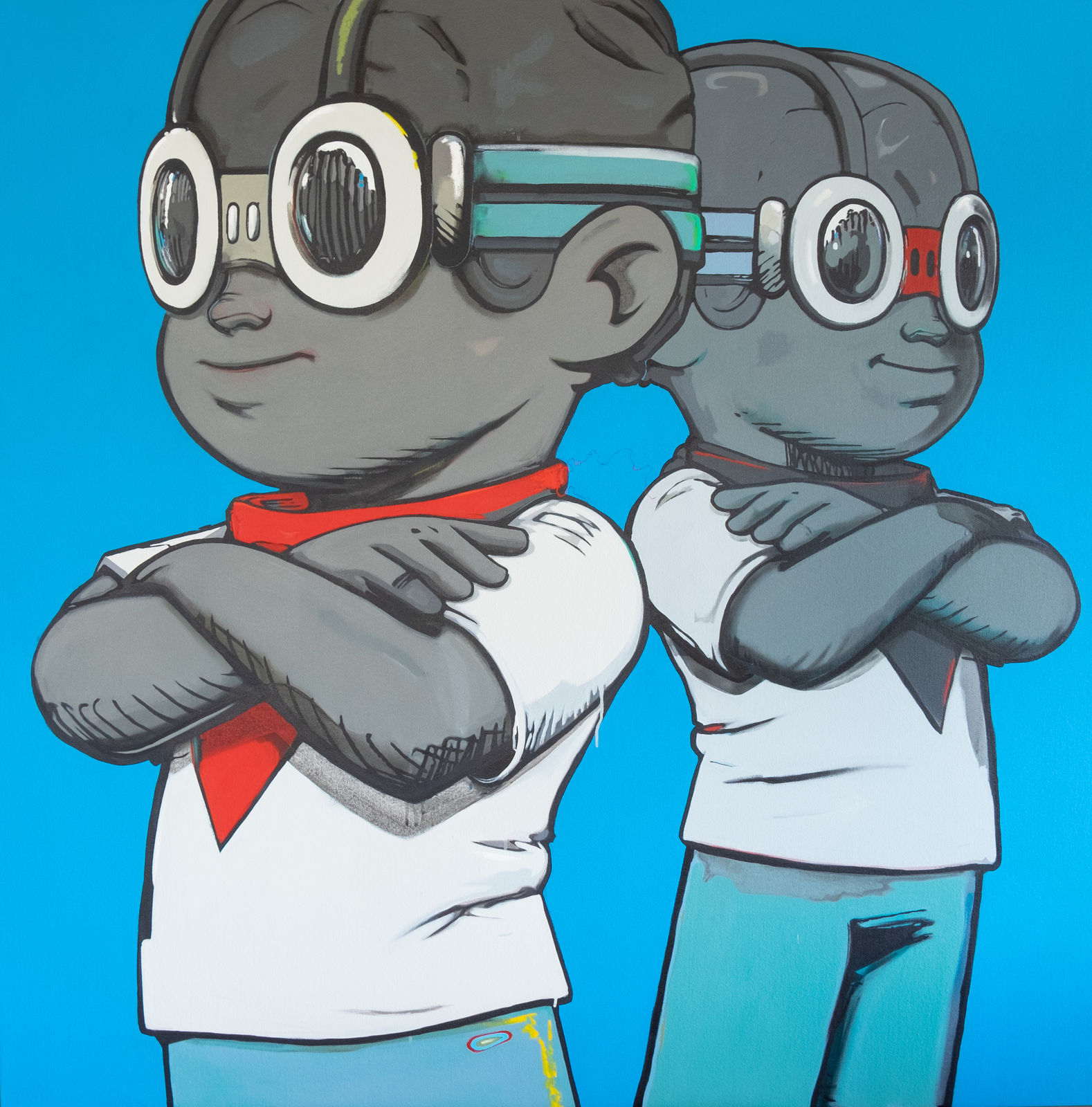 Hebru Brantley, Black Boys With Arms Crossed, 2019
