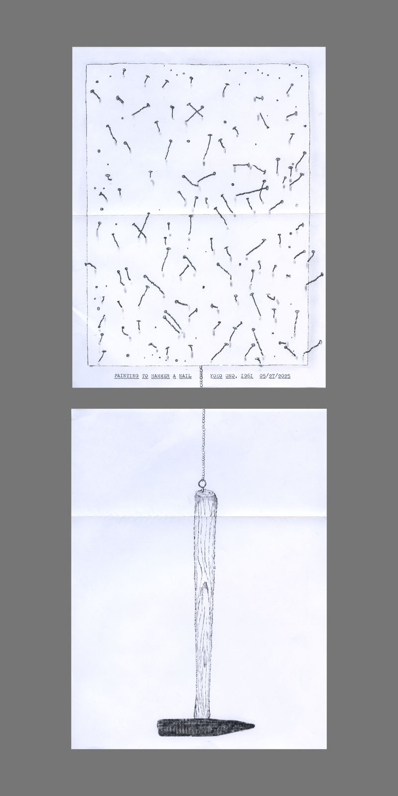 Lenka Clayton, Painting to Hammer a Nail, Yoko Ono, 1961 in the series "Typewriter Drawings", 2025