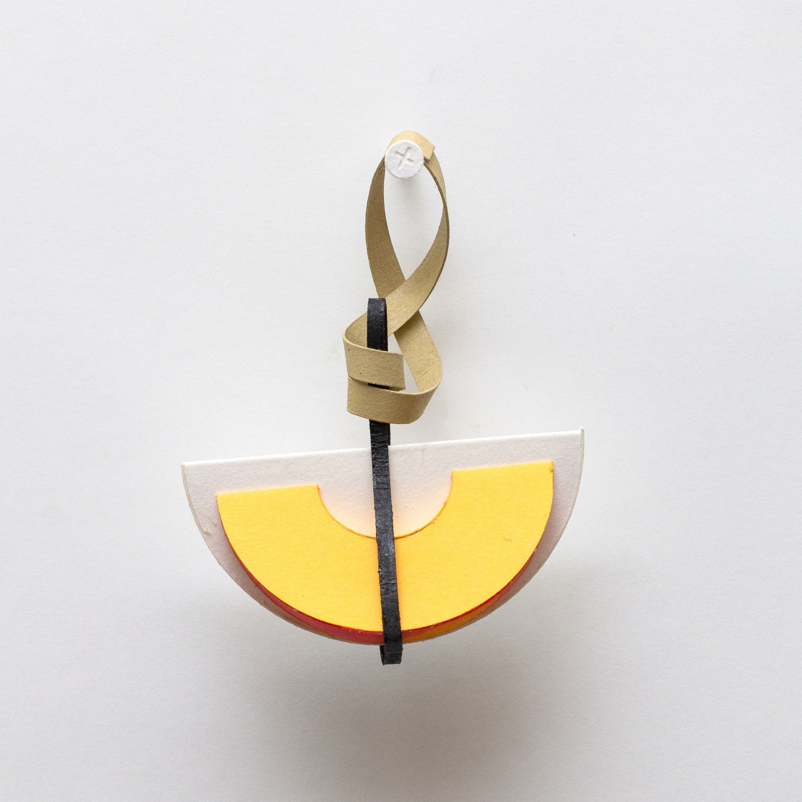 Imin Yeh, Nectarine slice, apple slice, hair tie, and a rubber band, 2024