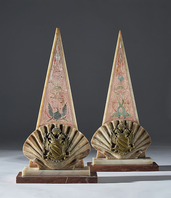 PAIR OF ROMAN LOUIS XIV OBELISKS, Roma, early 18th Century