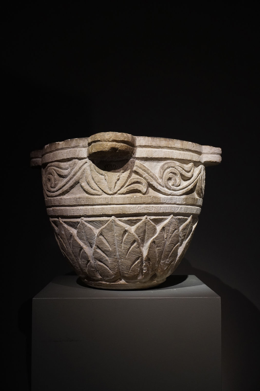 MORTAR WITH FLORAL DECORATIONS AFTER THE ANTIQUE, Northern Italy, 19th Century