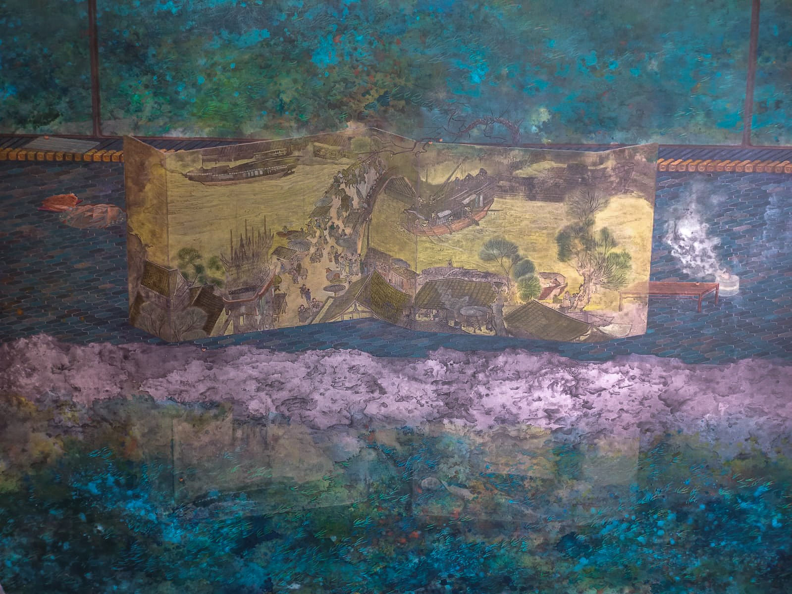 Kwong Man Chun, Six Perimmon cosmos 六柿與屏風 , 2023