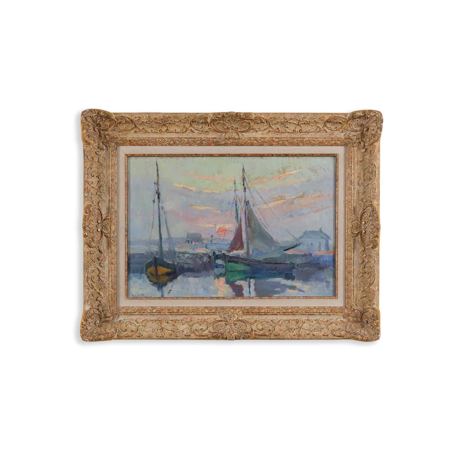 Robert Antoine Pinchon, Sailboats in a Port , 1912