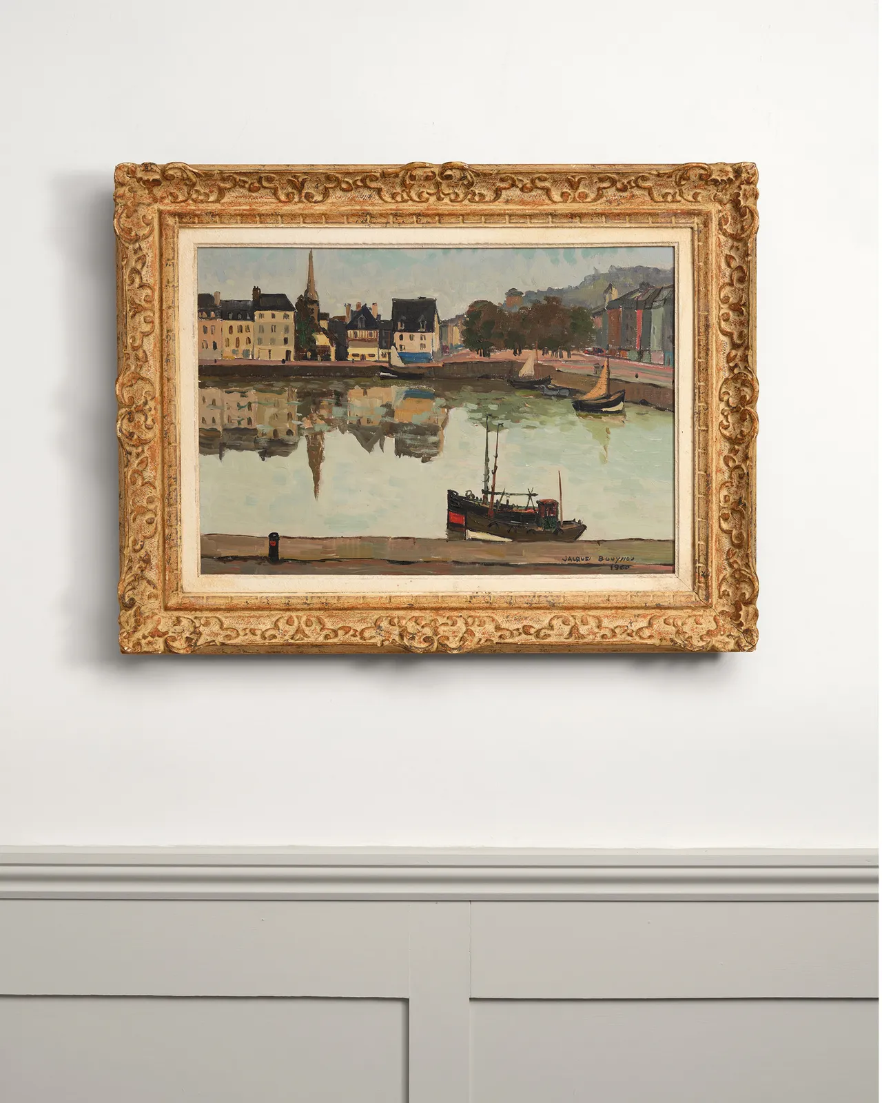 Jacques Bouyssou, View of the old Harbour Honfleur, 1960