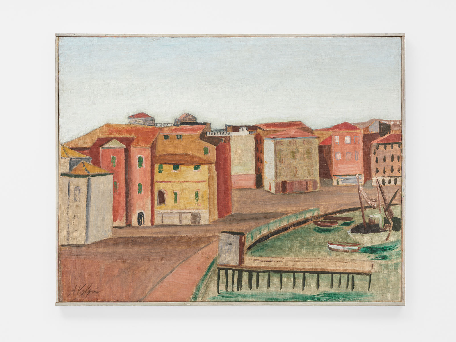 Alfredo Volpi, Barcos no cáis [Boats at the pier] [from the Italian Travel series], 1950s