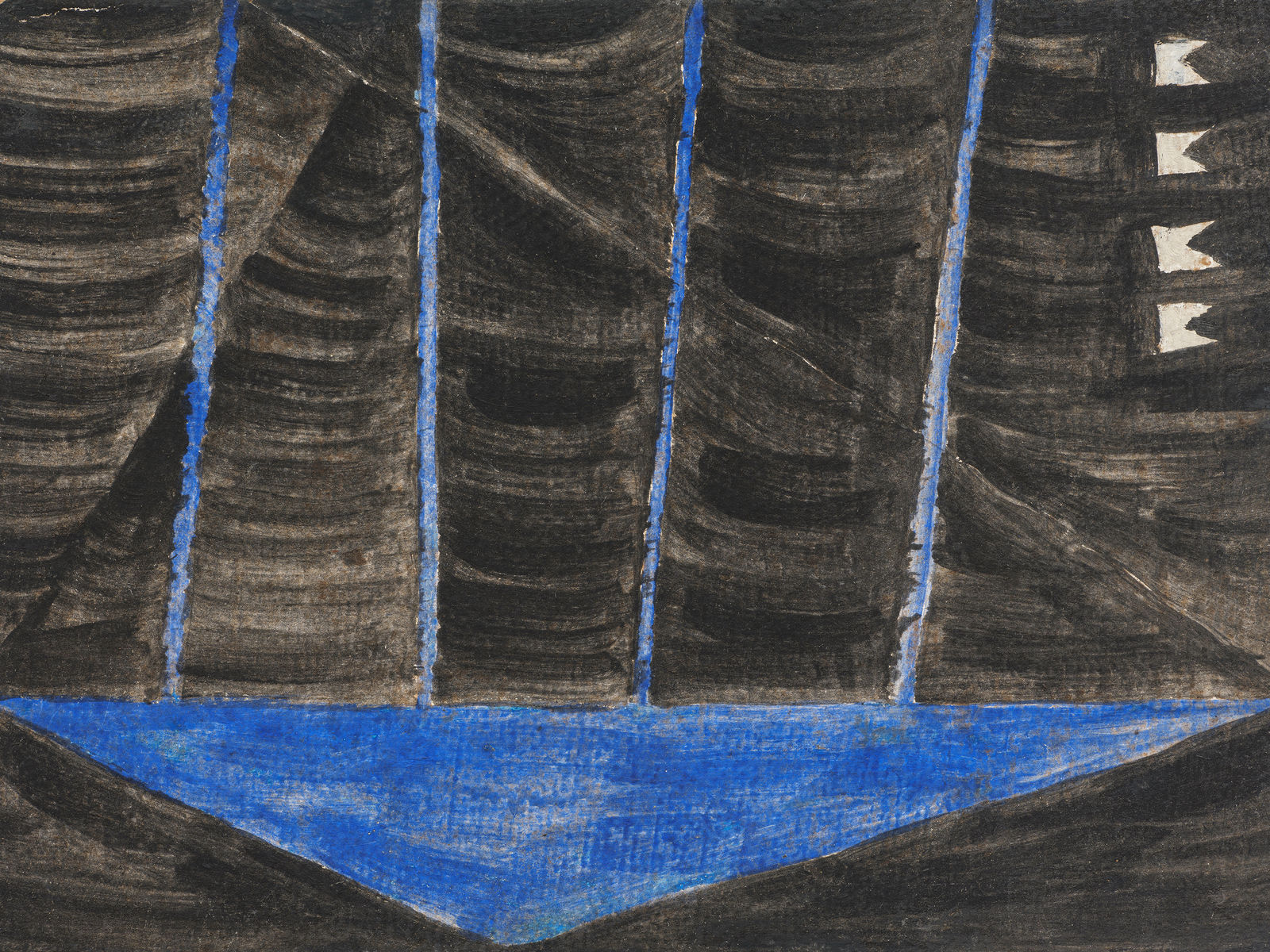 Alfredo Volpi, O barco noturno [The night boat], 1960s