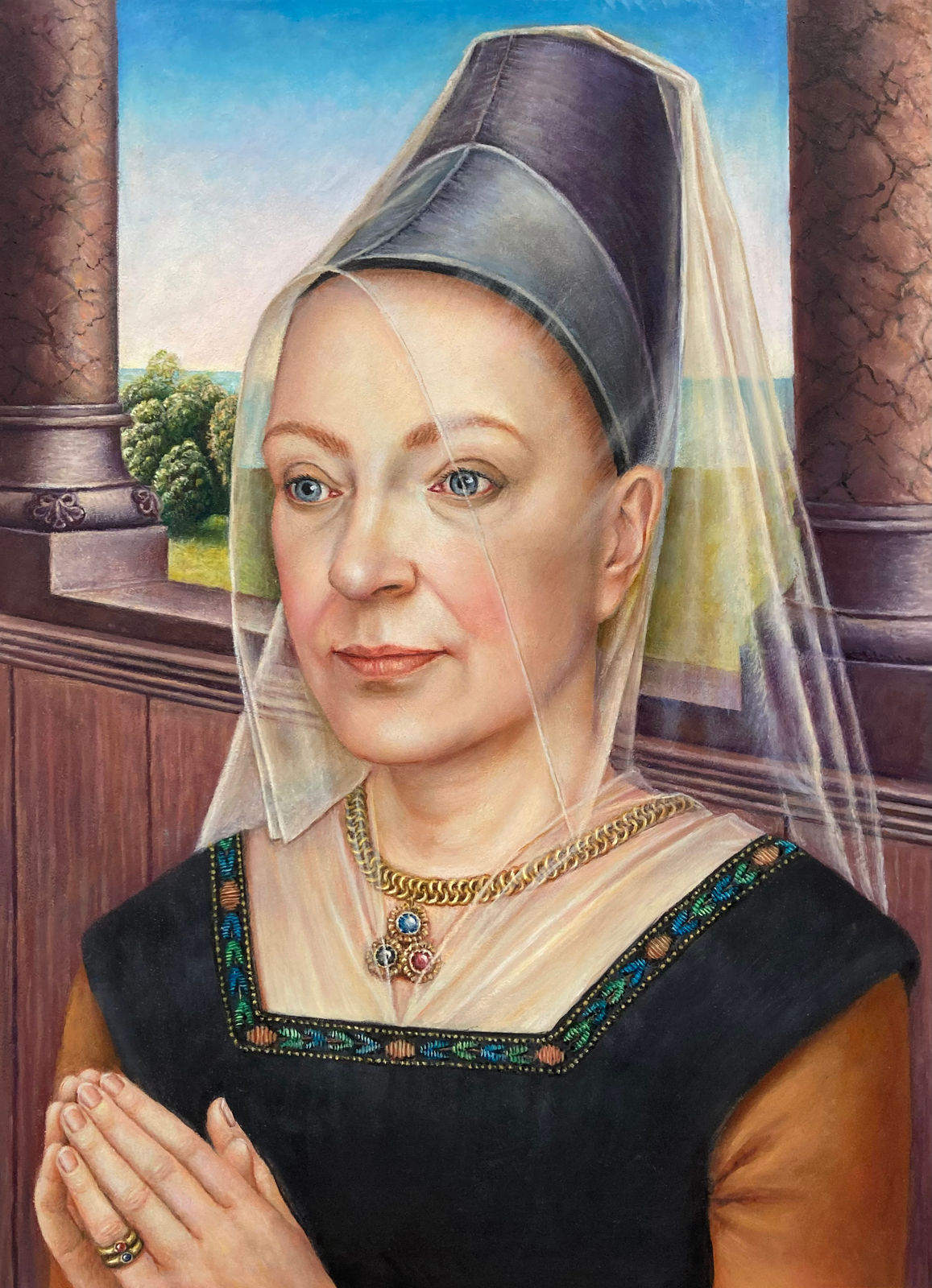 Sally Moore, Prayer (After Hans Memling), 2025