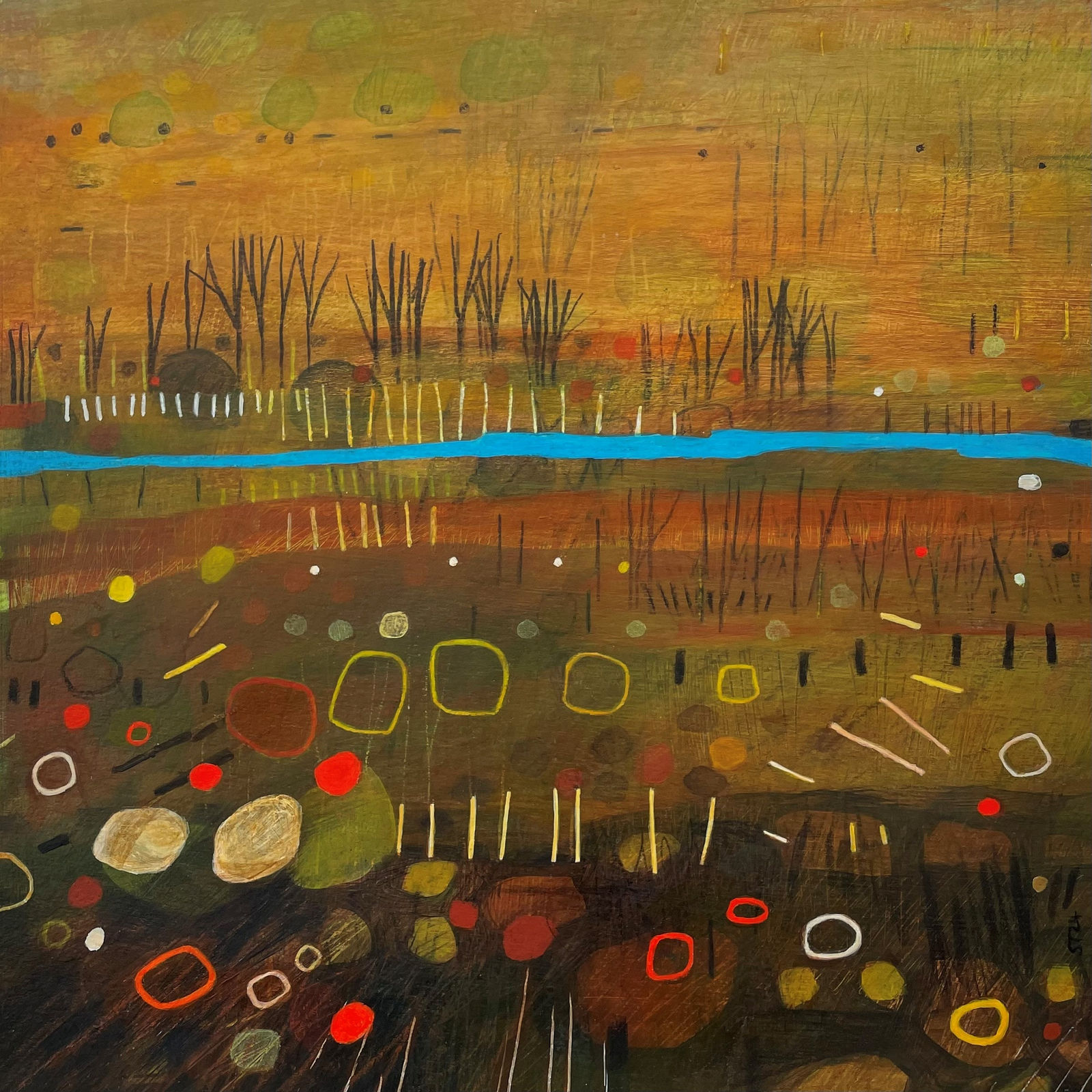 Sarah Thwaites, Across the Usk, Late Sun, 2024