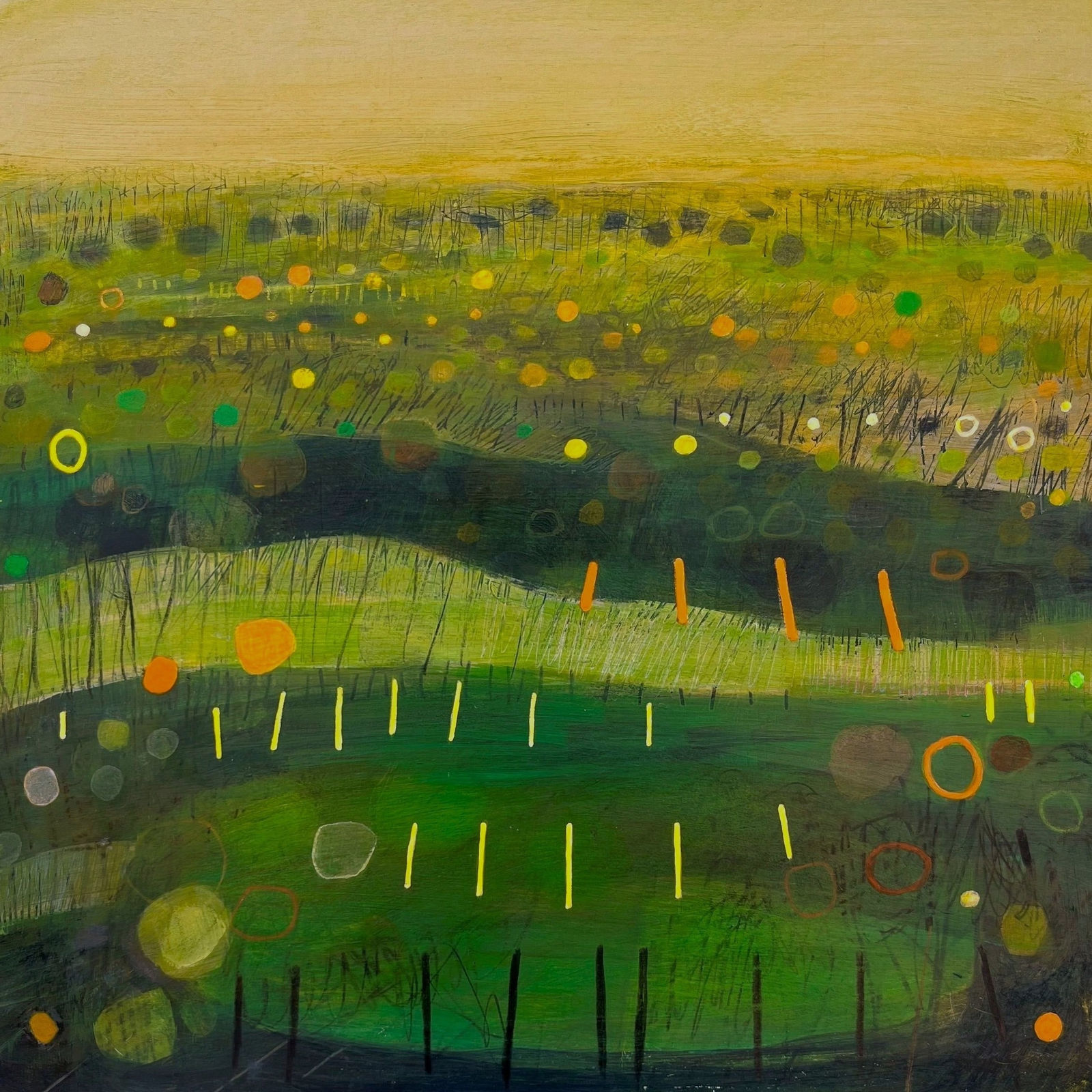 Sarah Thwaites, Sun Rising in the Usk Valley, 2025