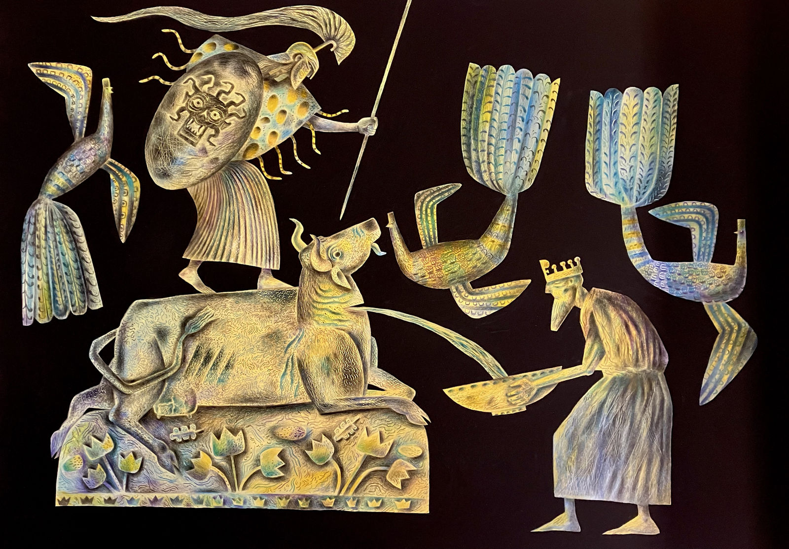 Clive Hicks-Jenkins, Study for the Sacrifice to Athena, 2025