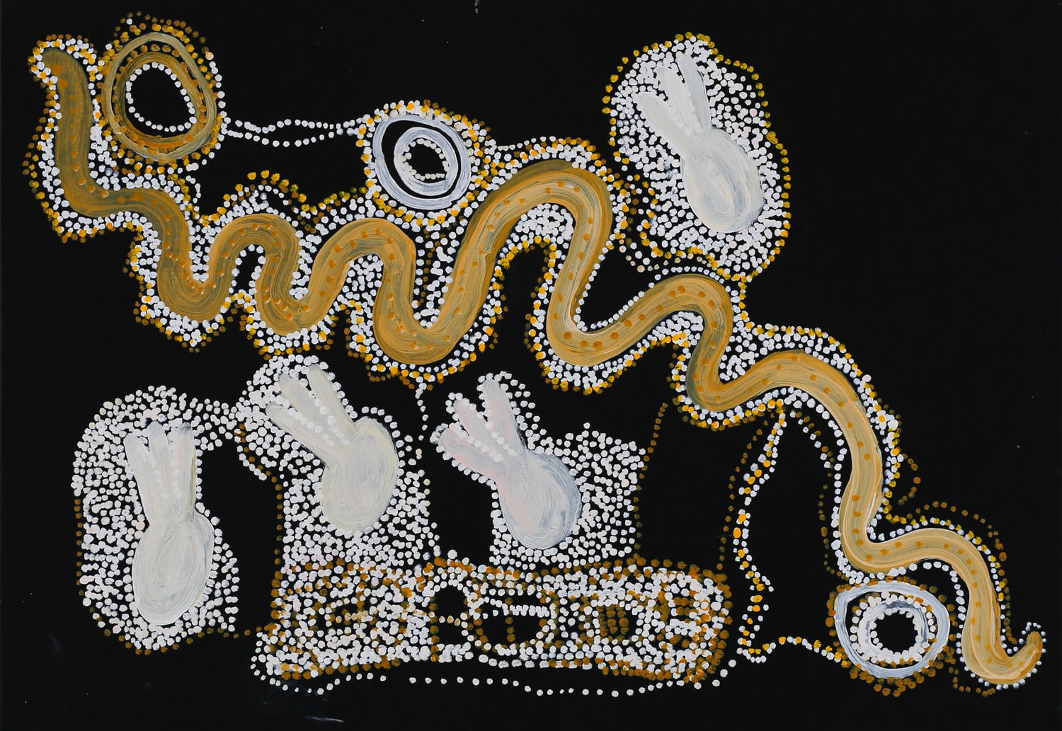 Joseph Williams Jungurayi, White Cockatoo And Snake, 2024