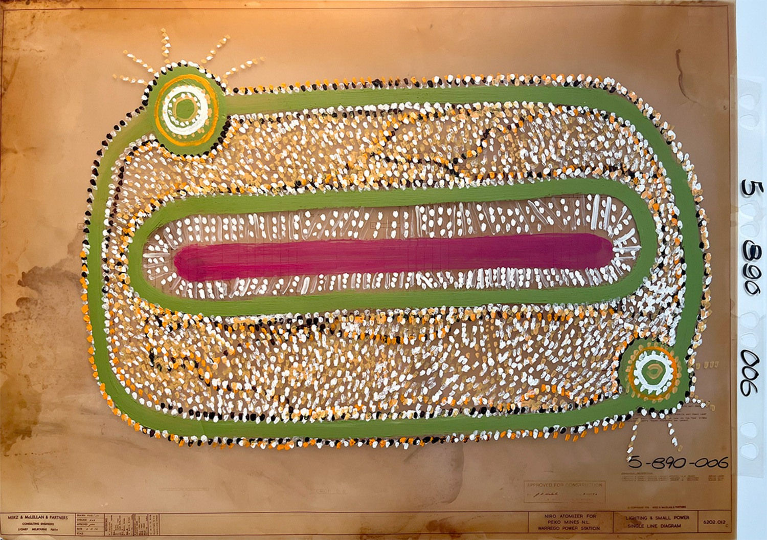 Joseph Williams Jungurayi, Painting On Warrego Mine Map, 2023