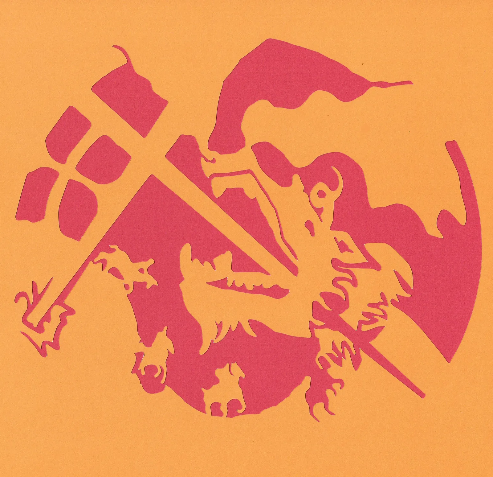 Charlie Kirkham, The Final Fight (Orange on Red), 2022