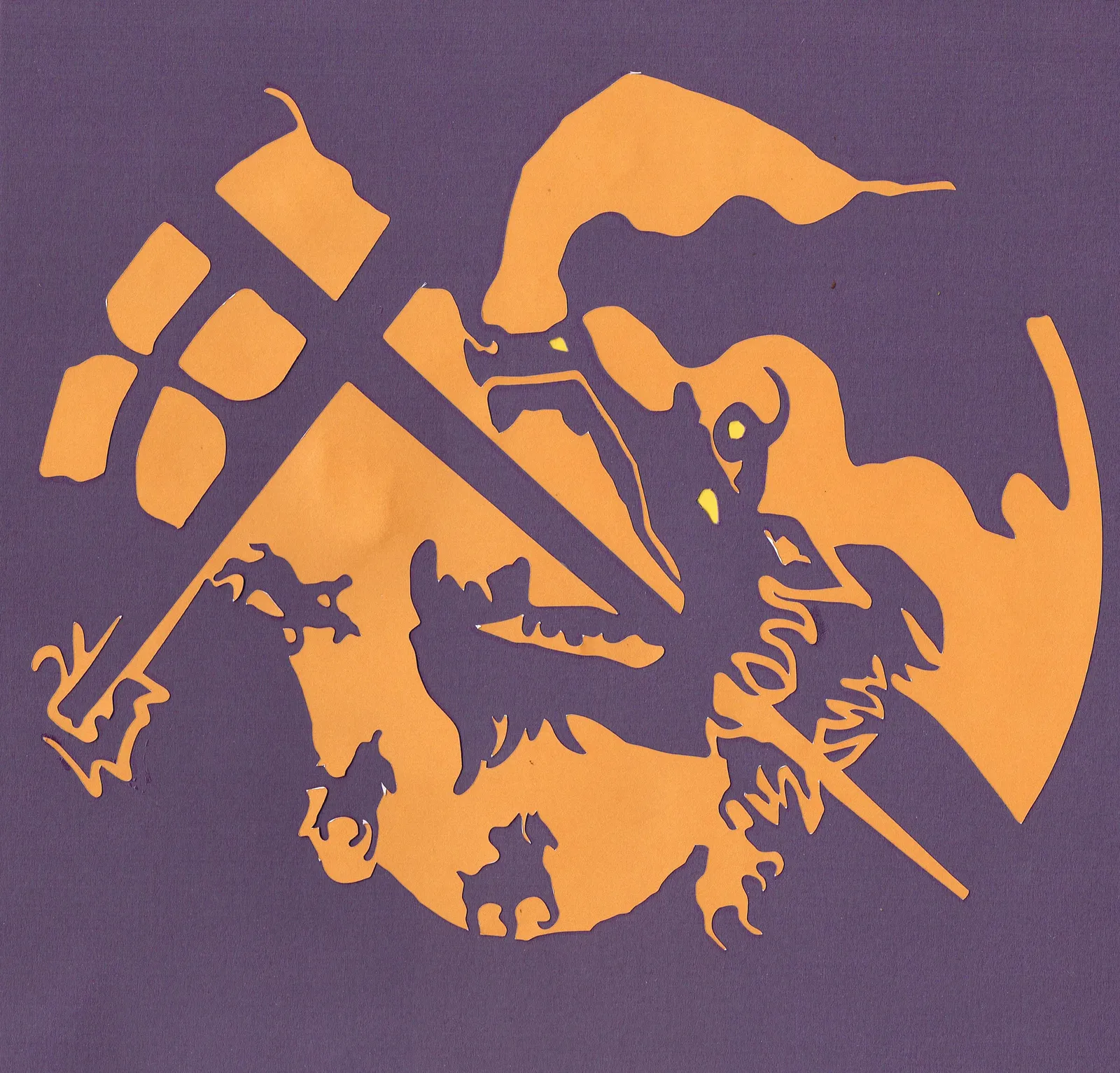 Charlie Kirkham, The Final Fight (Purple on Orange, on Yellow), 2022