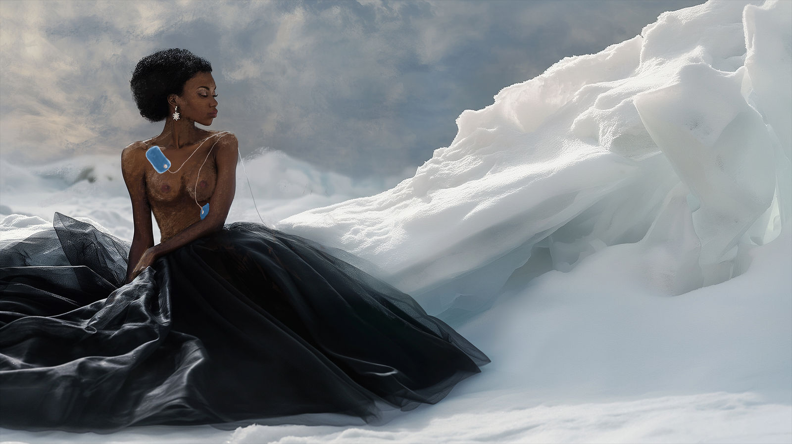 Charlie Kirkham (& MidJourney), The Snow Princess with the Pads On, 2024