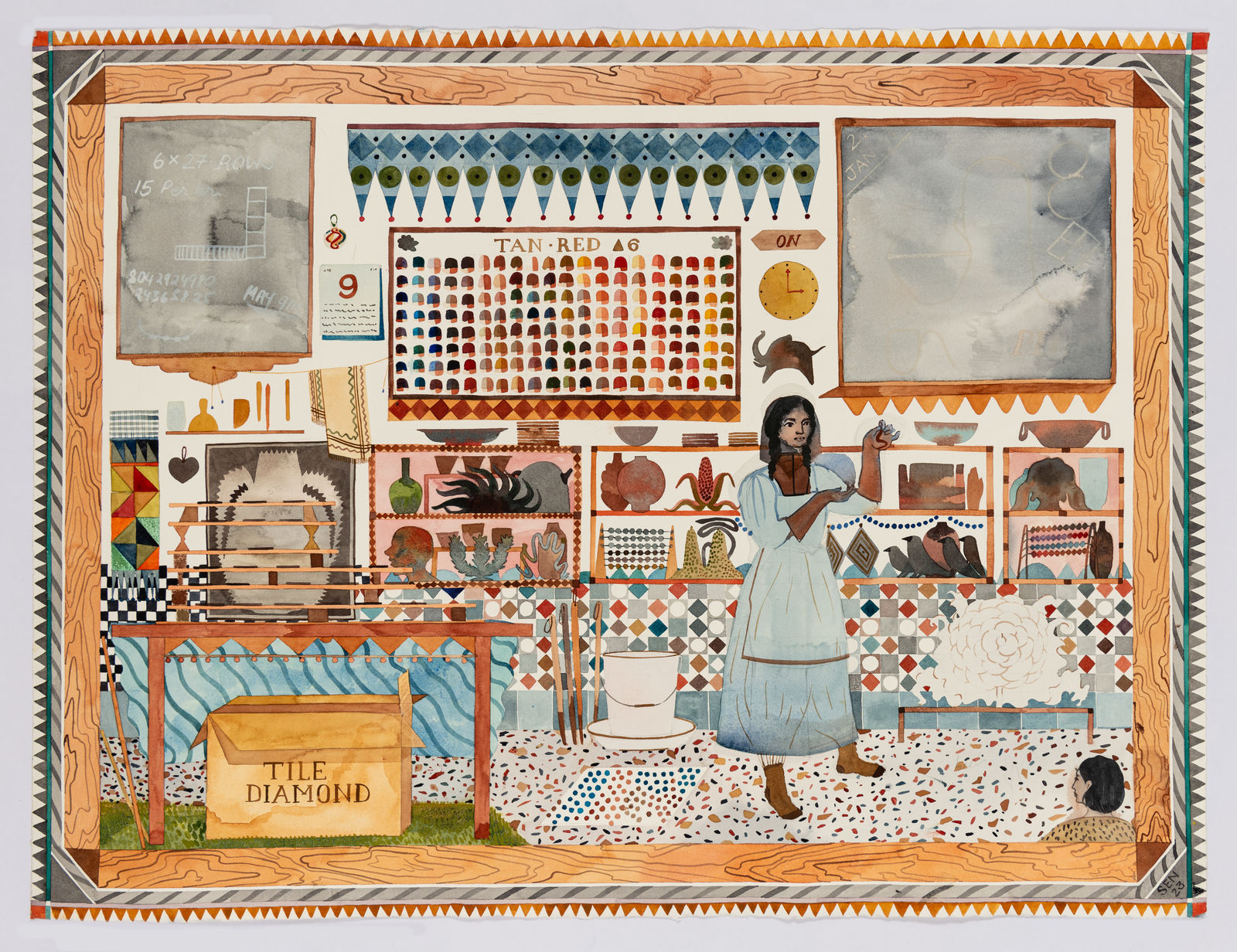 Pallavi Sen, Building Tiles In The Glaze Room, 2023
