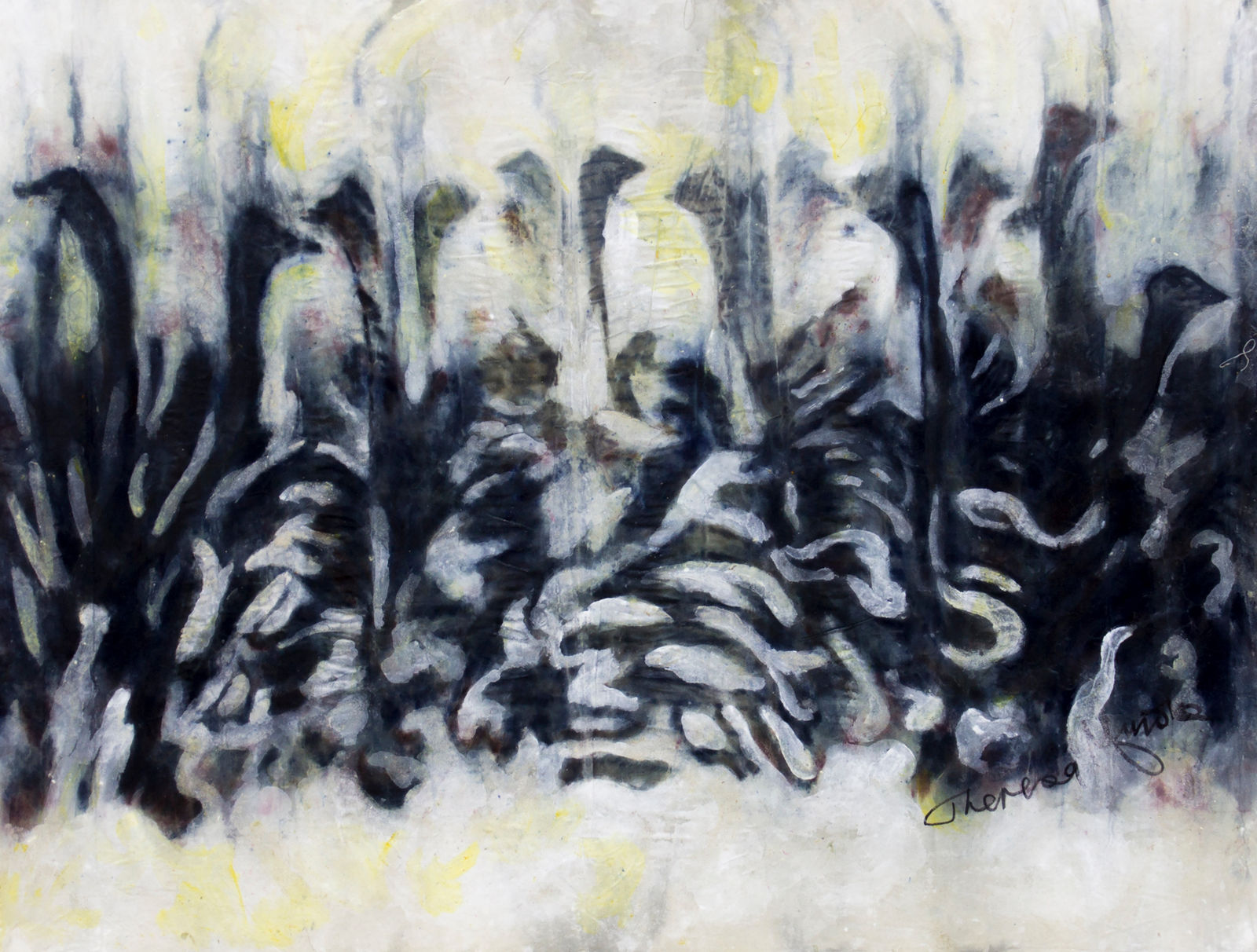 Theresa Musoke, Ostriches II (Yellow and black), 2012