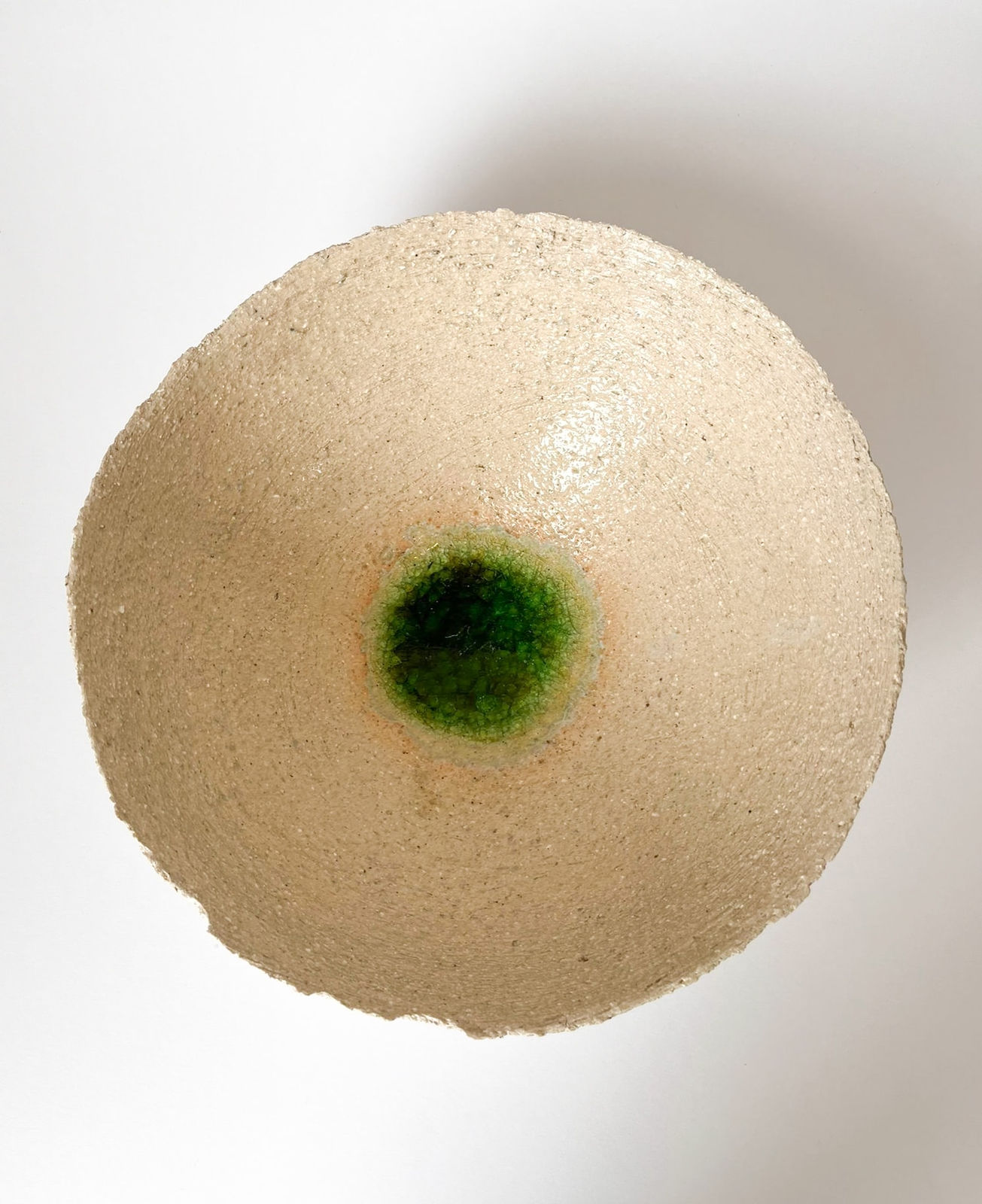 ARD, White bowl with green seaglass, 2025