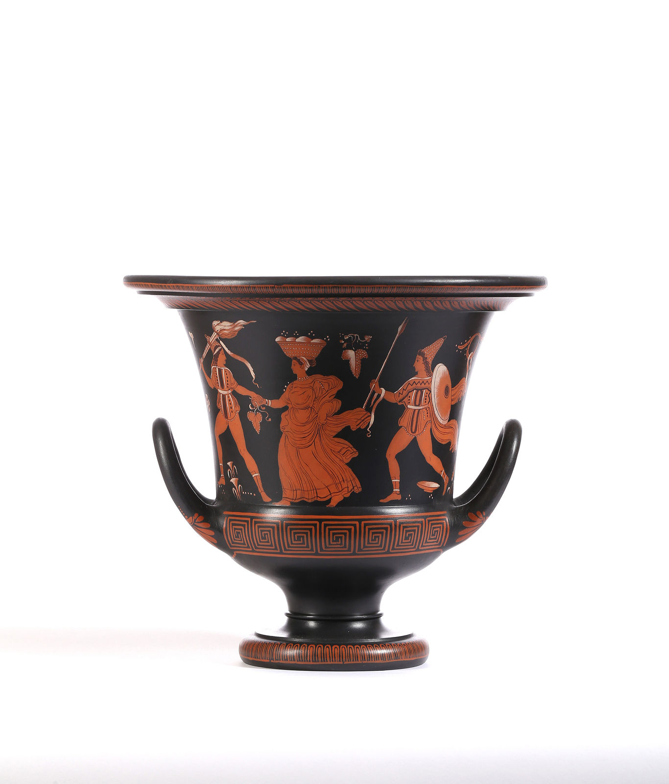 WEDGWOOD AND BENTLEY, A Black Basalt 'Encaustic-Decorated' Two-Handled Krater Vase, c. 1770 - 1775