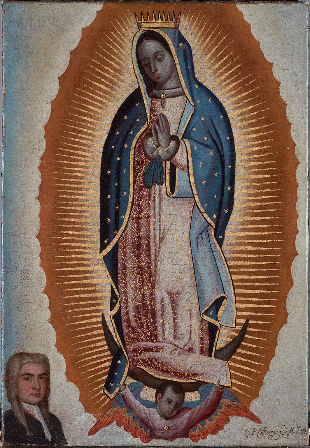 PEDRO LÓPEZ CALDERÓN, Our Lady of Guadalupe with Donor, first third of the 18th century