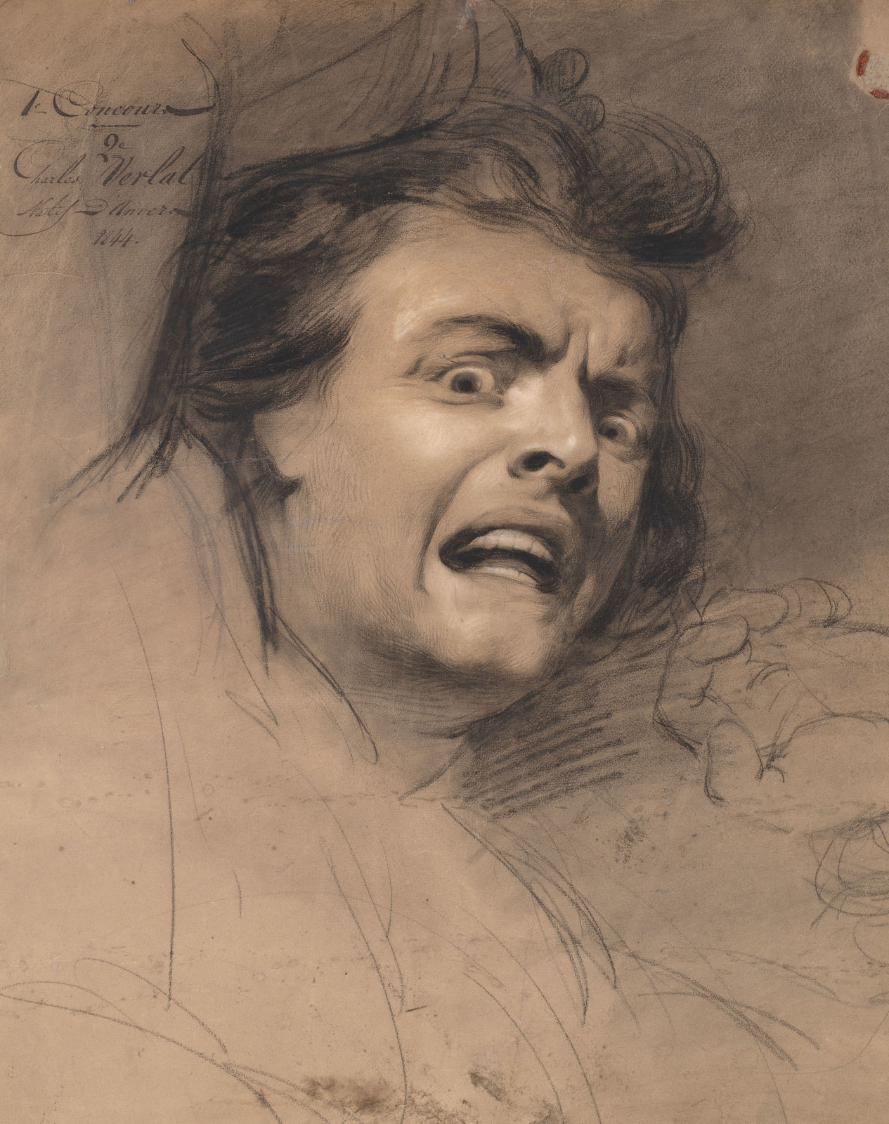 CHARLES VERLAT, Self-portrait as a terrified man, 1844