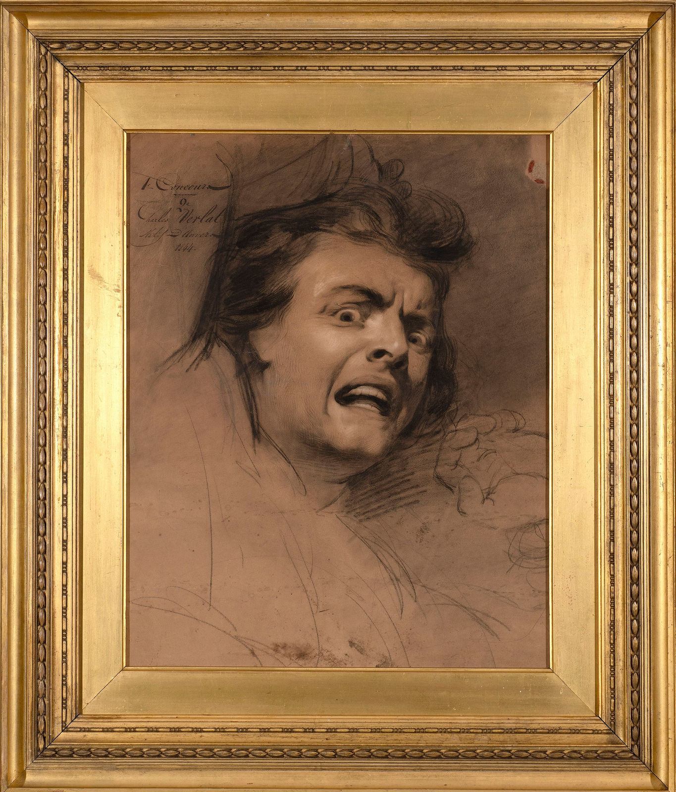 CHARLES VERLAT, Self-portrait as a terrified man, 1844