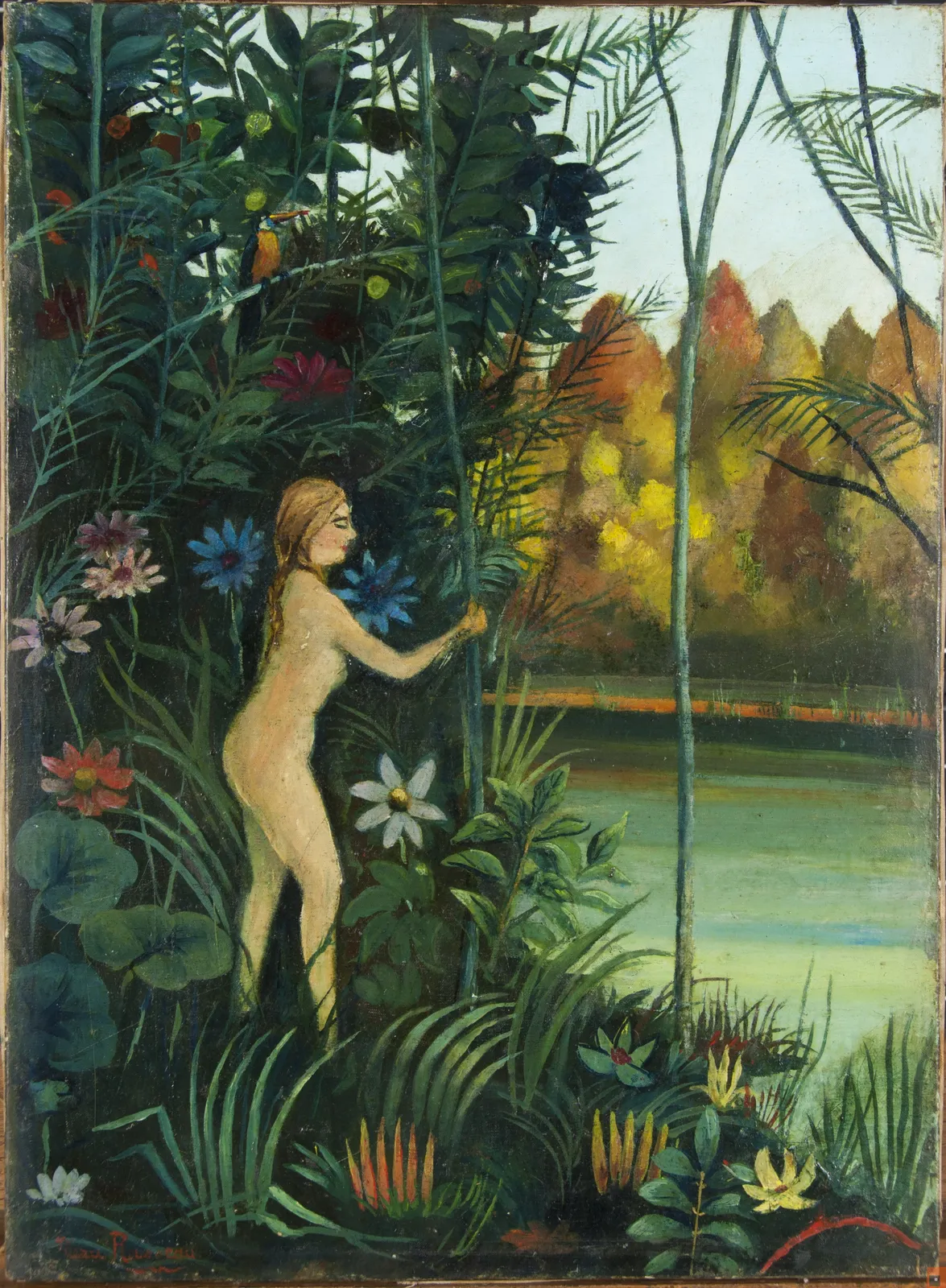 HENRI ROUSSEAU LE DOUANIER ROUSSEAU, Nu au bain dans la forêt vierge, , c. 1907 - 10