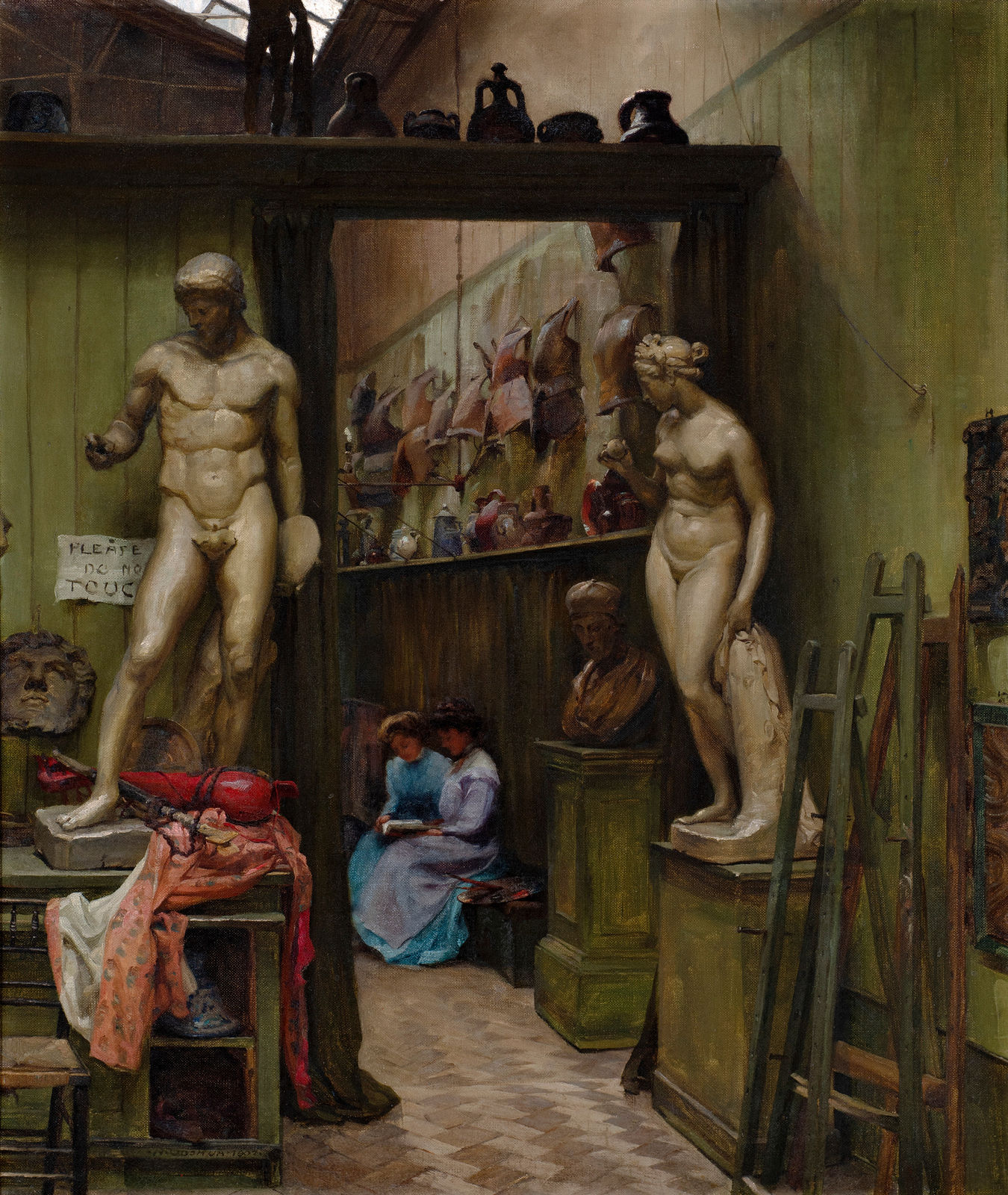 NELLIE JOSHUA, Two students in the Life Room of the Heatherley School of Fine Art