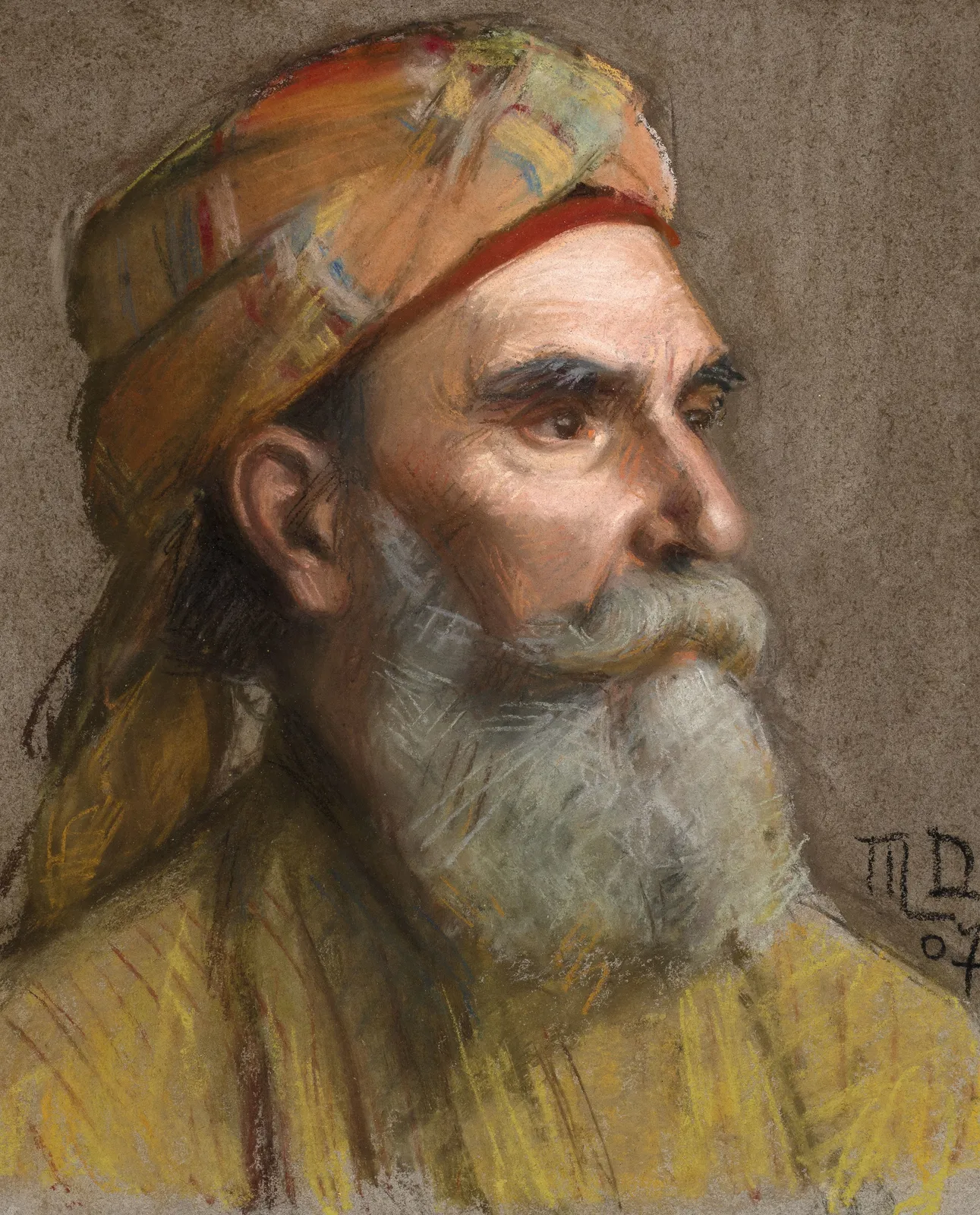 MARGUERITE DUBOIS, Head study of a bearded man wearing a headscarf, 1907