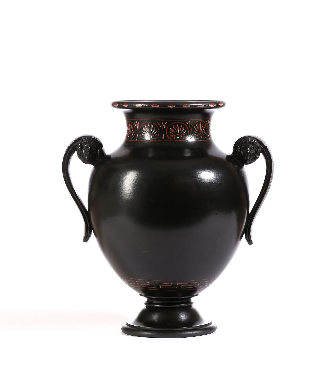 WEDGWOOD AND BENTLEY, A Black Basalt 'Encaustic-Decorated' Two-Handled Vase, c. 1770 - 1775