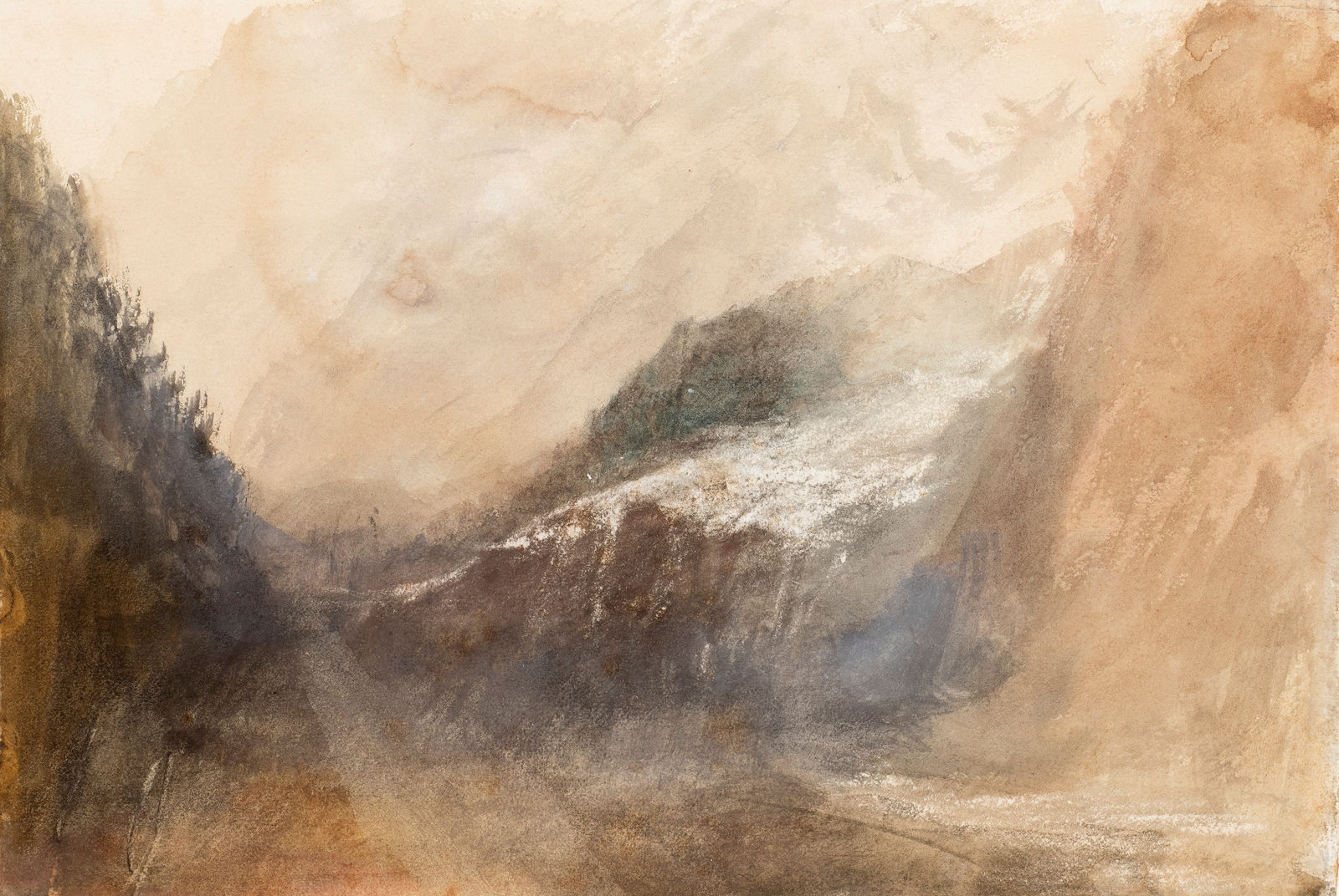 JOSEPH MALLORD WILLIAM TURNER, The Brenva Glacier from Notre Dame de la Guerison, above Courmayeur, Val d'Aosta, 1836
